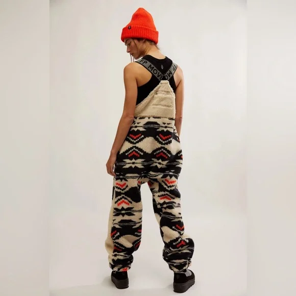 NWT Free People Hit The Slopes Printed Salopette/Black Fairisle Combo - Small - Picture 3 of 8